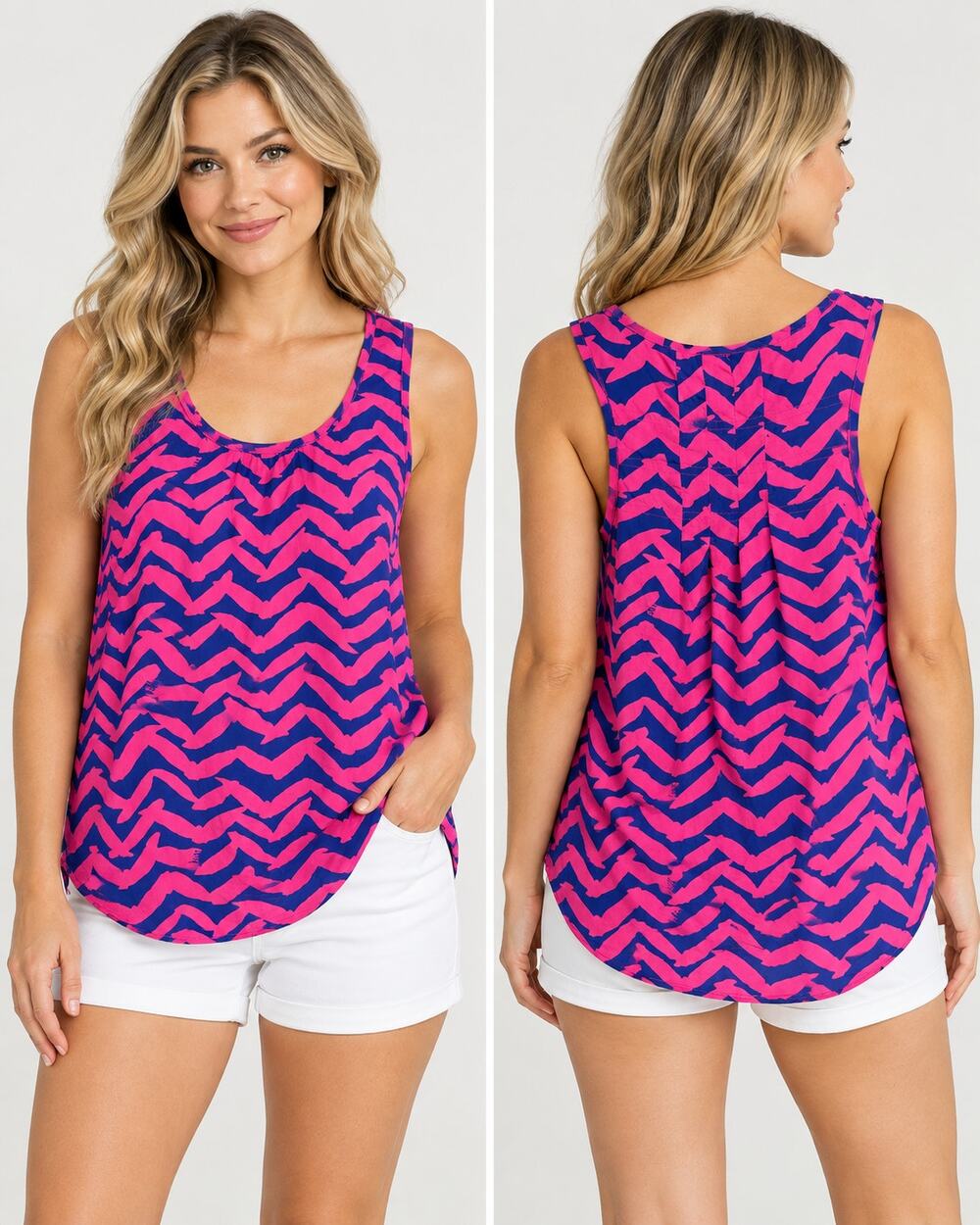 Lilly Pulitzer Women’s Medium Pink Navy Zebra Print Sleeveless Tank Top